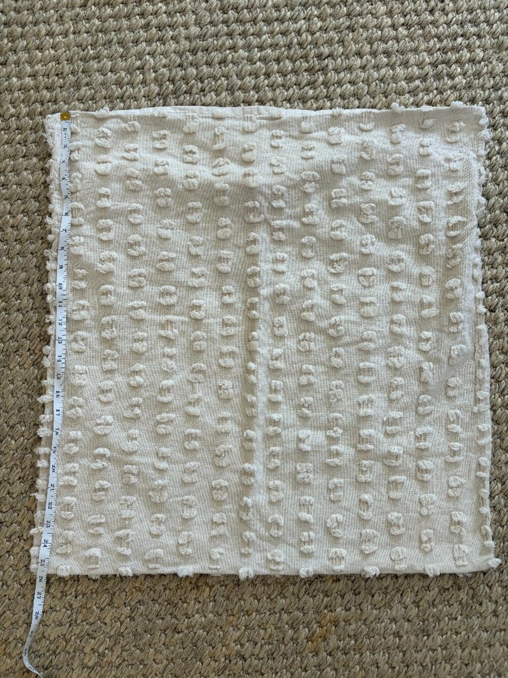 Anthropologie Cream Tufted Textured Pillow Cover — Approx. 26" × 26"